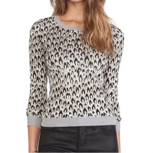 NWOT DVF Leopard Print Metallic Crew Neck Sweater, Medium